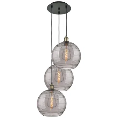 Innovations Lighting Athens 18.5"w 3-light Black Brass Cord Pendant W/ Smoke Swirl Shade