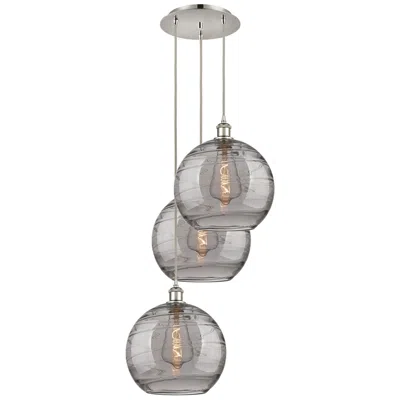 Innovations Lighting Athens 18.5"w 3-light Polished Nickel Cord Pendant W/ Smoke Swirl Shad