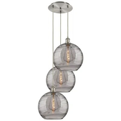 Innovations Lighting Athens 18.5"w 3-light Satin Nickel Cord Pendant W/ Smoke Swirl Shade