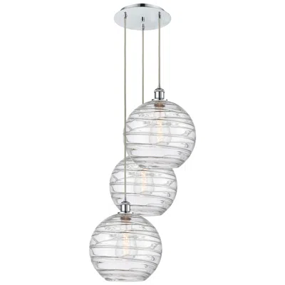 Innovations Lighting Athens 18.75"w 3 Light Polished Chrome Multi-pendant W/ Deco Swirl Sha