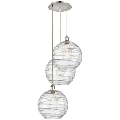 Innovations Lighting Athens 18.75"w 3 Light Polished Nickel Multi-pendant W/ Deco Swirl Shade