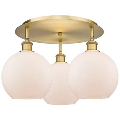 Innovations Lighting Athens 19.75" Wide 3 Light Brushed Brass Flush Mount With Matte White