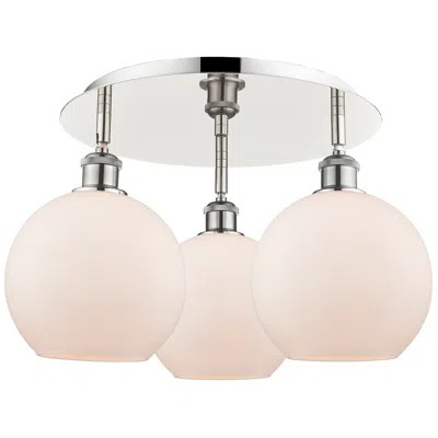 Innovations Lighting Athens 19.75" Wide 3 Light Polished Nickel Flush Mount W/ Matte White