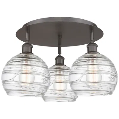Innovations Lighting Athens 19.75"w 3 Light Oil Rubbed Bronze Flush Mount With Deco Swirl S