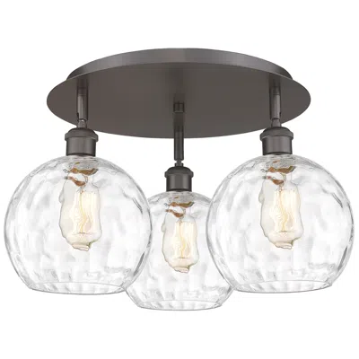 Innovations Lighting Athens 19.75"w 3 Light Oil Rubbed Bronze Flush Mount With Water Glass