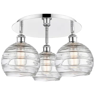 Innovations Lighting Athens 19.75"w 3 Light Polished Chrome Flush Mount With Deco Swirl Sha