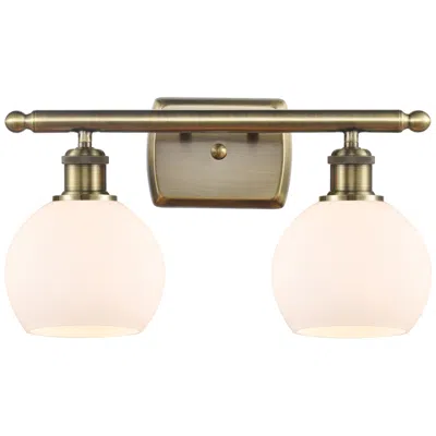 Innovations Lighting Athens 2 Light 16" Bath Light - Antique Brass - Matte White Shade
