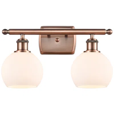 Innovations Lighting Athens 2 Light 16" Bath Light - Antique Copper - Matte White Shade