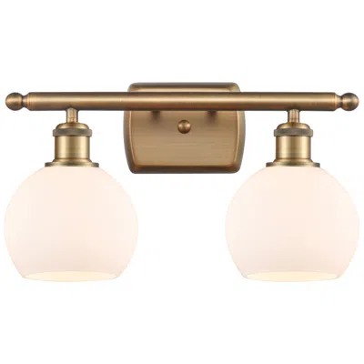 Innovations Lighting Athens 2 Light 16" Bath Light - Brushed Brass - Matte White Shade