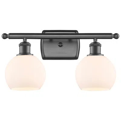 Innovations Lighting Athens 2 Light 16" Bath Light - Oil Rubbed Bronze - Matte White Shade