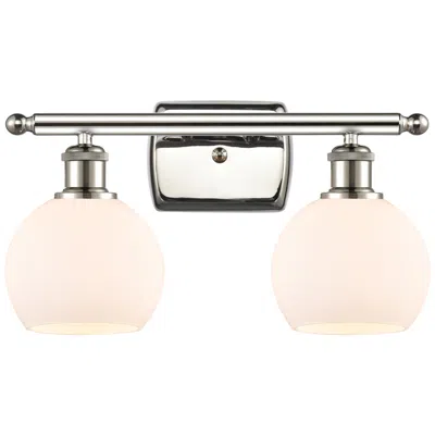 Innovations Lighting Athens 2 Light 16" Bath Light - Polished Nickel - Matte White Shade