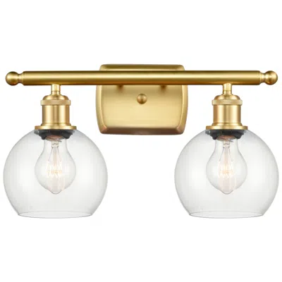 Innovations Lighting Athens 2 Light 16" Led Bath Light - Satin Gold - Clear Shade