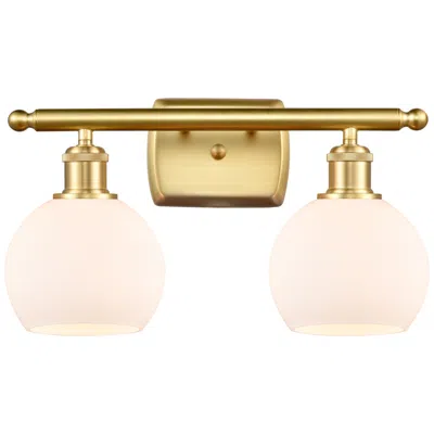 Innovations Lighting Athens 2 Light 16" Led Bath Light - Satin Gold - Matte White Shade