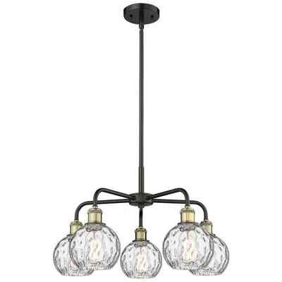 Innovations Lighting Athens 23.88"w 5 Light Black Brass Stem Chandelier W/ Water Glass Shad