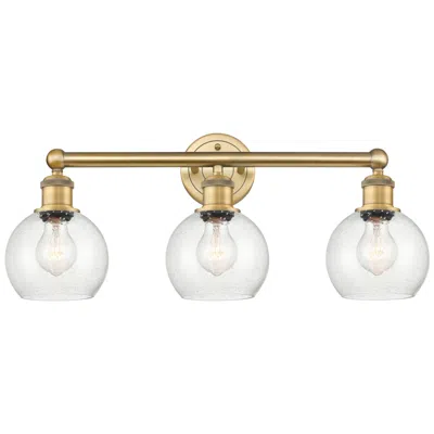 Innovations Lighting Athens 24" Wide 3 Light Brushed Brass Bath Vanity Light With Seedy Sha