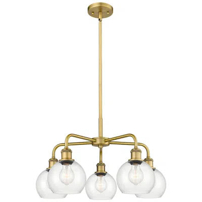Innovations Lighting Athens 24" Wide 5 Light Brushed Brass Stem Hung Chandelier With Clear