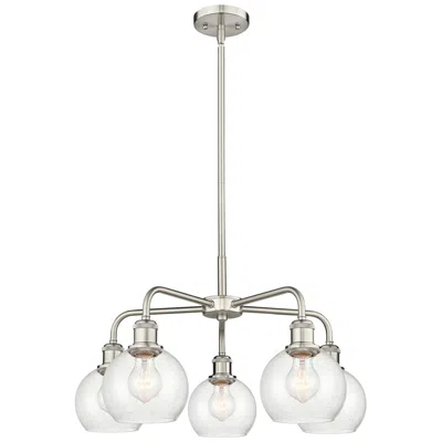 Innovations Lighting Athens 24" Wide 5 Light Satin Nickel Stem Hung Chandelier With Seedy S