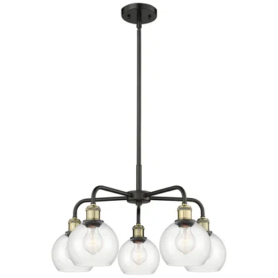 Innovations Lighting Athens 24"w 5 Light Black Brass Stem Hung Chandelier With Clear Shade