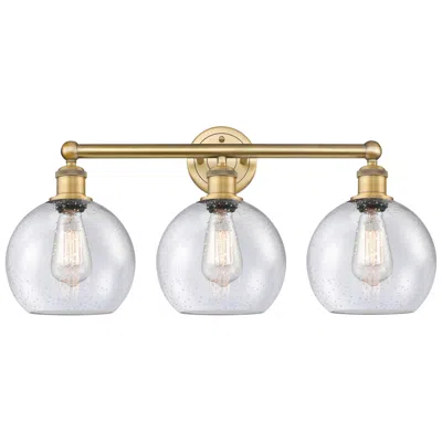 Innovations Lighting Athens 26" Wide 3 Light Brushed Brass Bath Vanity Light With Seedy Sha