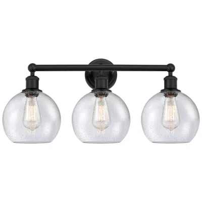 Innovations Lighting Athens 26" Wide 3 Light Matte Black Bath Vanity Light With Seedy Shade