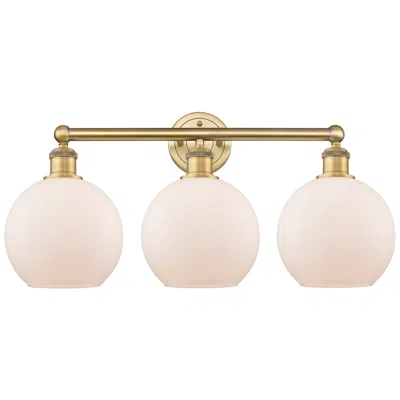 Innovations Lighting Athens 26"w 3 Light Brushed Brass Bath Vanity Light With Matte White S