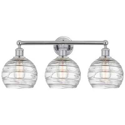 Innovations Lighting Athens 26"w 3 Light Polished Chrome Bath Vanity Light W/ Deco Swirl Sh