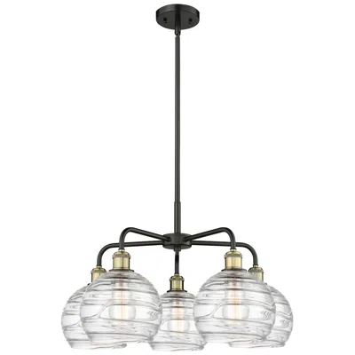 Innovations Lighting Athens 26"w 5 Light Black Brass Stem Hung Chandelier With Deco Swirl S