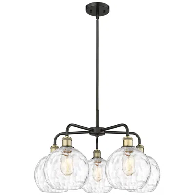 Innovations Lighting Athens 26"w 5 Light Black Brass Stem Hung Chandelier With Water Glass