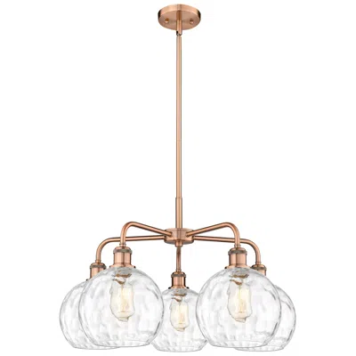 Innovations Lighting Athens 26"w 5 Light Copper Stem Hung Chandelier With Water Glass Shade