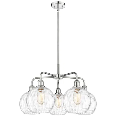 Innovations Lighting Athens 26"w 5 Light Polished Chrome Stem Chandelier W/ Water Glass Sha In White