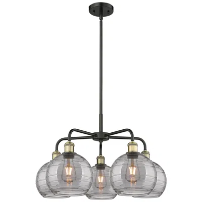 Innovations Lighting Athens 26"w 5-light Black Brass Stem Chandelier W/ Smoke Swirl Shade