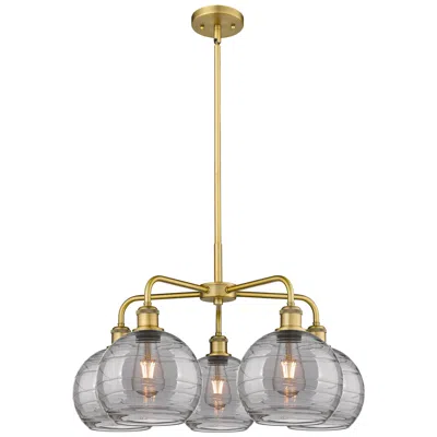 Innovations Lighting Athens 26"w 5-light Brushed Brass Stem Chandelier W/ Smoke Swirl Shade