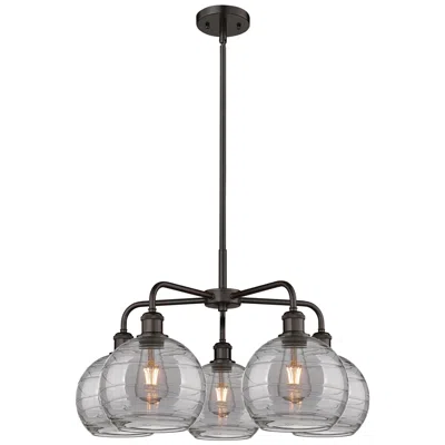 Innovations Lighting Athens 26"w 5-light Oiled Bronze Stem Chandelier W/ Smoke Swirl Shade