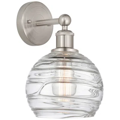 Innovations Lighting Athens 3" High Satin Nickel Sconce With Deco Swirl Shade