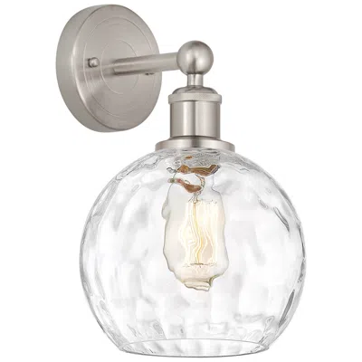 Innovations Lighting Athens 3" High Satin Nickel Sconce With Water Glass Shade In White