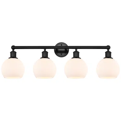 Innovations Lighting Athens 33" 4-light Matte Black Bath Light W/ Matte White Shade