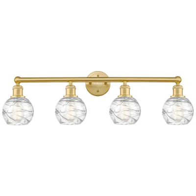 Innovations Lighting Athens 33"w 4 Light Satin Gold Bath Light With Clear Deco Swirl Shade