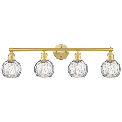 Innovations Lighting Athens 33"w 4 Light Satin Gold Bath Light With Clear Water Glass Shade