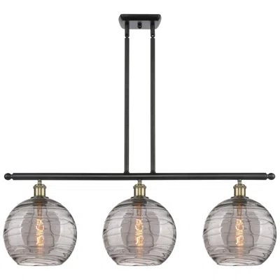 Innovations Lighting Athens 36.5"w 3-light Black Brass Stem Island Light W/ Smoke Swirl Sha