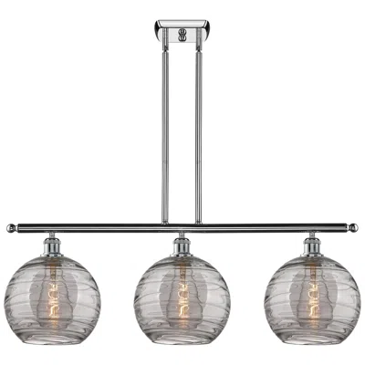 Innovations Lighting Athens 36.5"w 3-light Chrome Stem Island Light W/ Smoke Swirl Shade