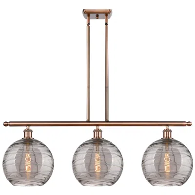 Innovations Lighting Athens 36.5"w 3-light Copper Stem Island Light W/ Smoke Swirl Shade
