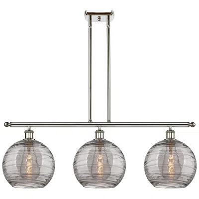 Innovations Lighting Athens 36.5"w 3-light Polished Nickel Stem Island Light W/ Smoke Swirl