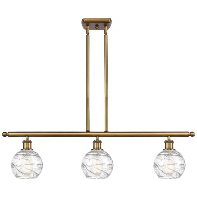 Innovations Lighting Athens 36"w 3 Light Brushed Brass Island Light W/ Deco Swirl Shade