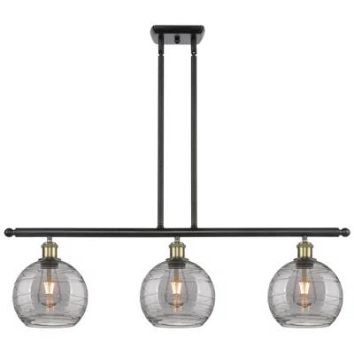 Innovations Lighting Athens 36"w 3-light Black Brass Stem Island Light W/ 8" Smoke Swi