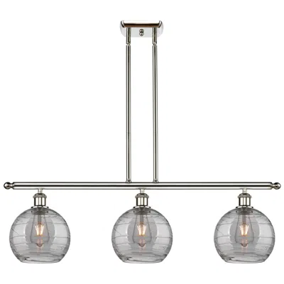 Innovations Lighting Athens 36"w 3-light Polished Nickel Stem Island Light W/ 8" Smoke