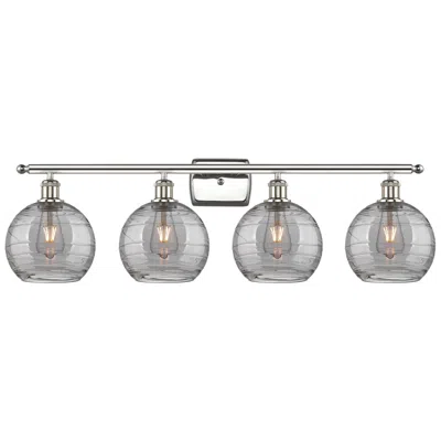 Innovations Lighting Athens 38"w 4-light Polished Nickel Bath Light W/ Smoke Swirl Shade