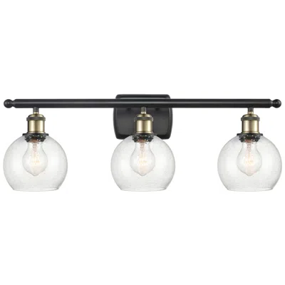 Innovations Lighting Athens 6" 3 Light 26" Bath Light - Black Antique Brass - Seedy Sh