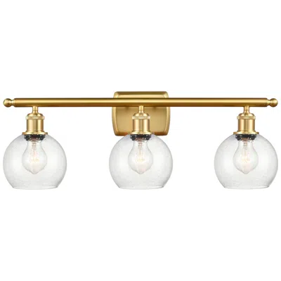 Innovations Lighting Athens 6" 3 Light 26" Bath Light - Satin Gold - Seedy Shade