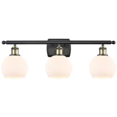 Innovations Lighting Athens 6" 3 Light 26" Led Bath Light - Black Brass - White Shade