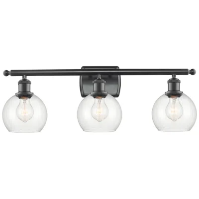 Innovations Lighting Athens 6" 3 Light 26" Led Bath Light - Matte Black - Clear Shade